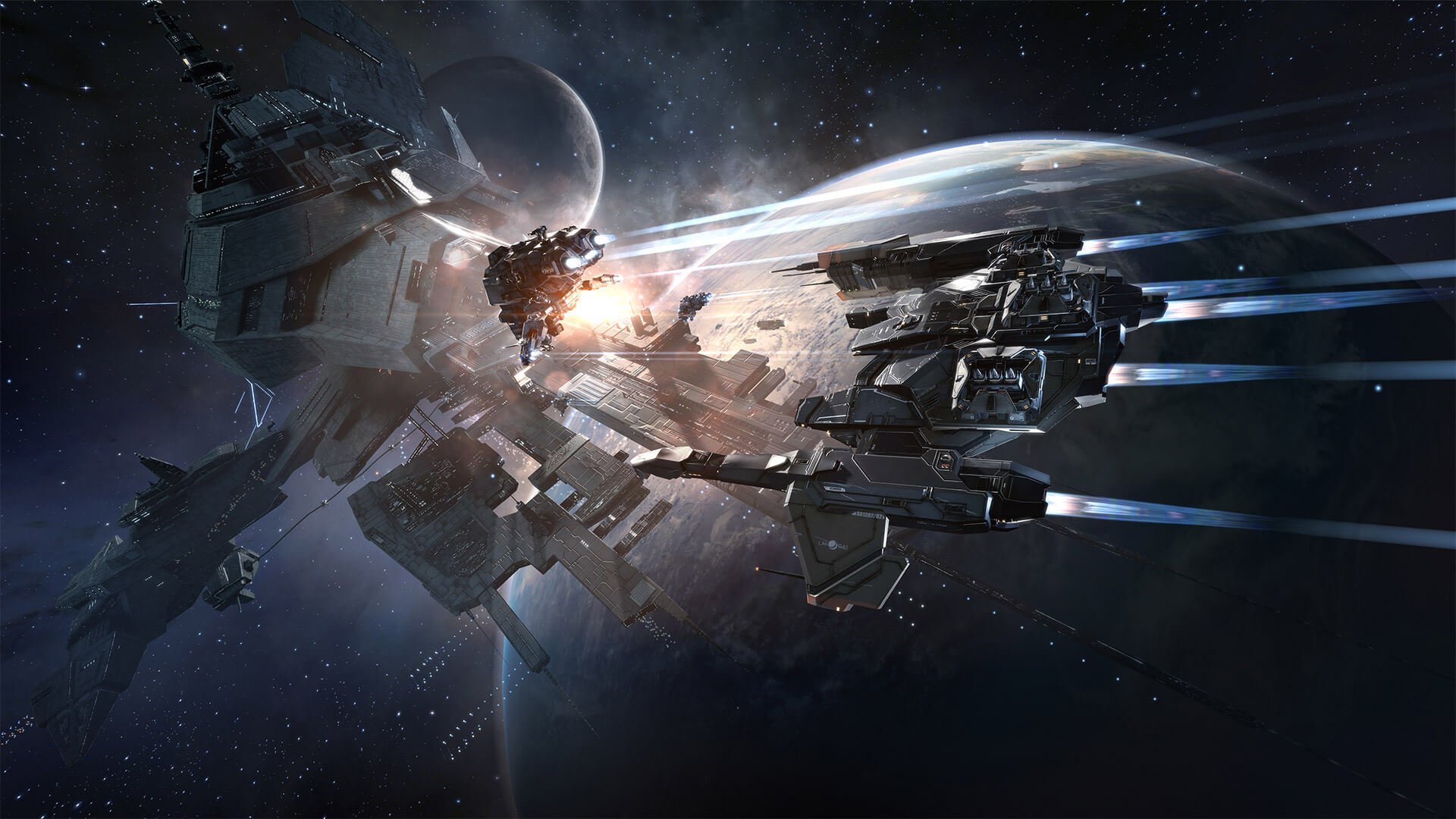 Space MMO - Spaceships flying near a planet